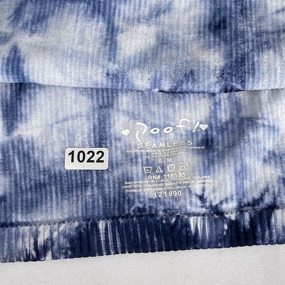 Poof Seamless Ribbed Sports Bra Strappy Back Workout Yoga Tie-Dye Blue Women S/M - Picture 6 of 7